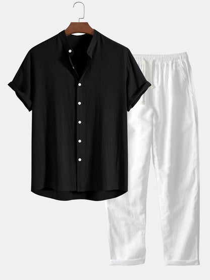 VINCE |  Elegant Linen Shirt and Trouser Ensemble