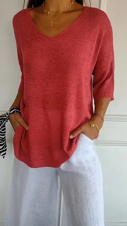 ESTELLE | ELEGANT V-NECK TOP