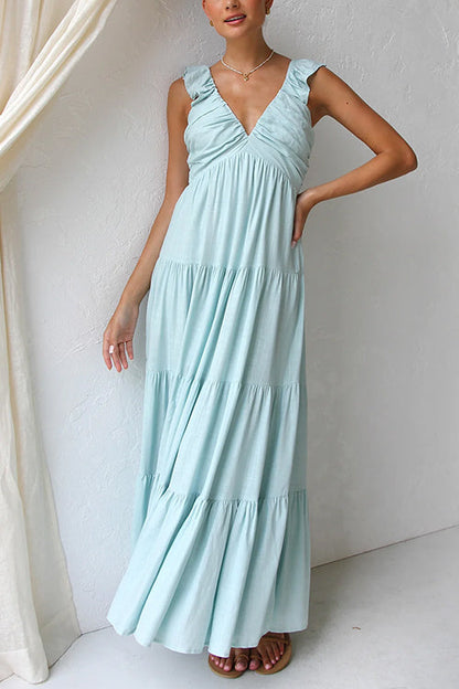 Juliet - V-neck maxi dress with ruffle