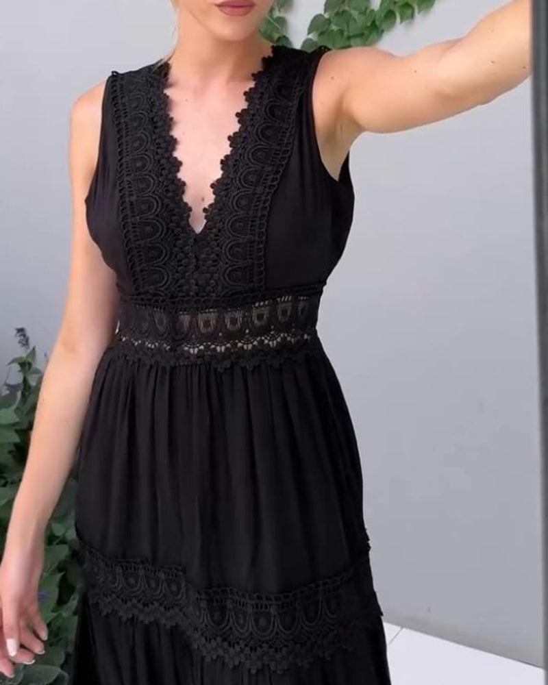 Lace V-neck tank dress