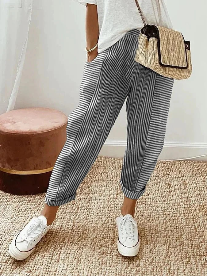 Kelly | Striped Cotton Pants