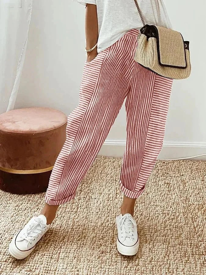 Kelly | Striped Cotton Pants